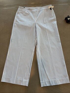 Striped Wide-Leg Pants in Light Blue and White